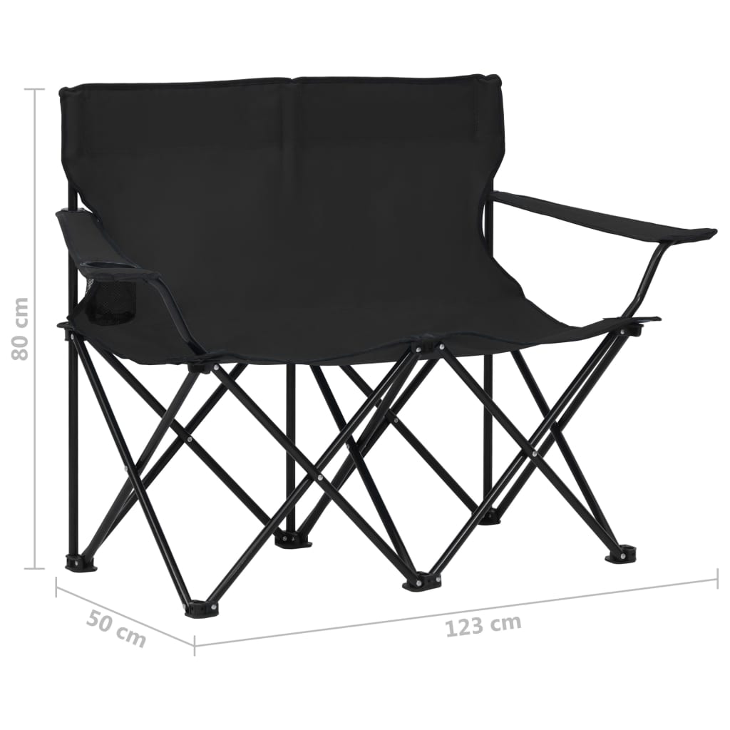 2-Seater Foldable Camping Chair Steel And Fabric