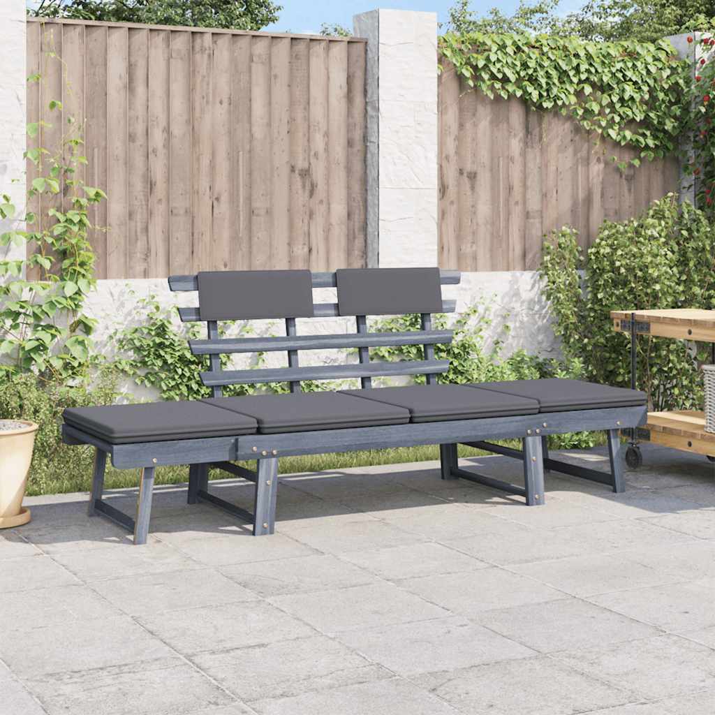 Garden Bench With Cushions 2-In-1 190 Cm Solid Acacia Wood