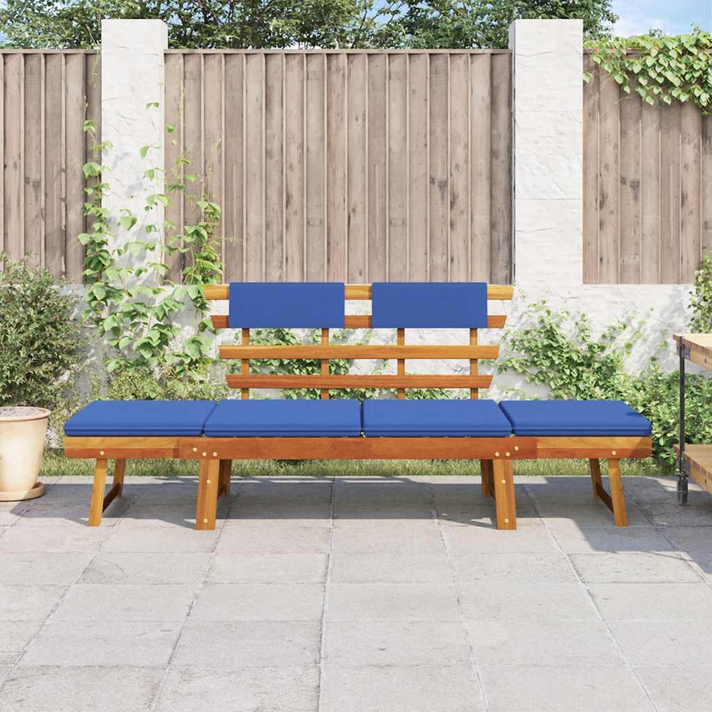 Garden Bench With Cushions 2-In-1 190 Cm Solid Acacia Wood