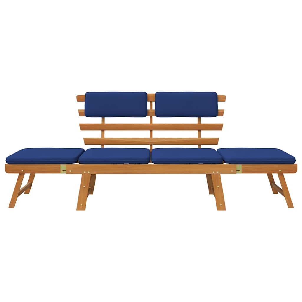 Garden Bench With Cushions 2-In-1 190 Cm Solid Acacia Wood
