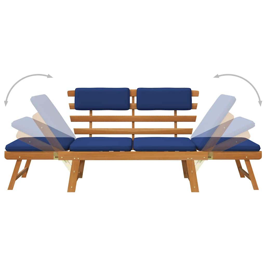 Garden Bench With Cushions 2-In-1 190 Cm Solid Acacia Wood