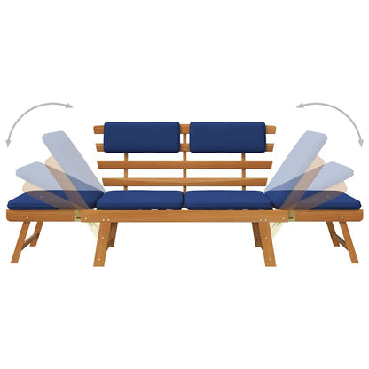 Garden Bench With Cushions 2-In-1 190 Cm Solid Acacia Wood