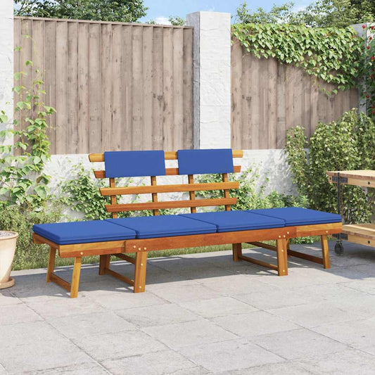 Garden Bench With Cushions 2-In-1 190 Cm Solid Acacia Wood