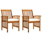 Garden Dining Chairs 4 Pcs With Cushions Solid Wood Acacia