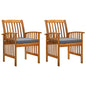 Garden Dining Chairs 4 Pcs With Cushions Solid Wood Acacia