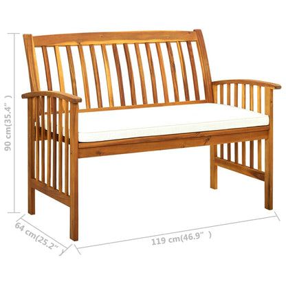 Garden Bench With Cushion Solid Acacia Wood