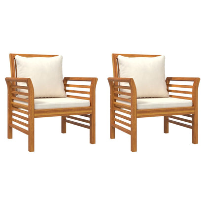Sofa Chairs With Cushions 2 Pcs Solid Wood Acacia