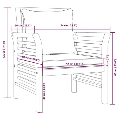 Sofa Chairs With Cushions 2 Pcs Solid Wood Acacia