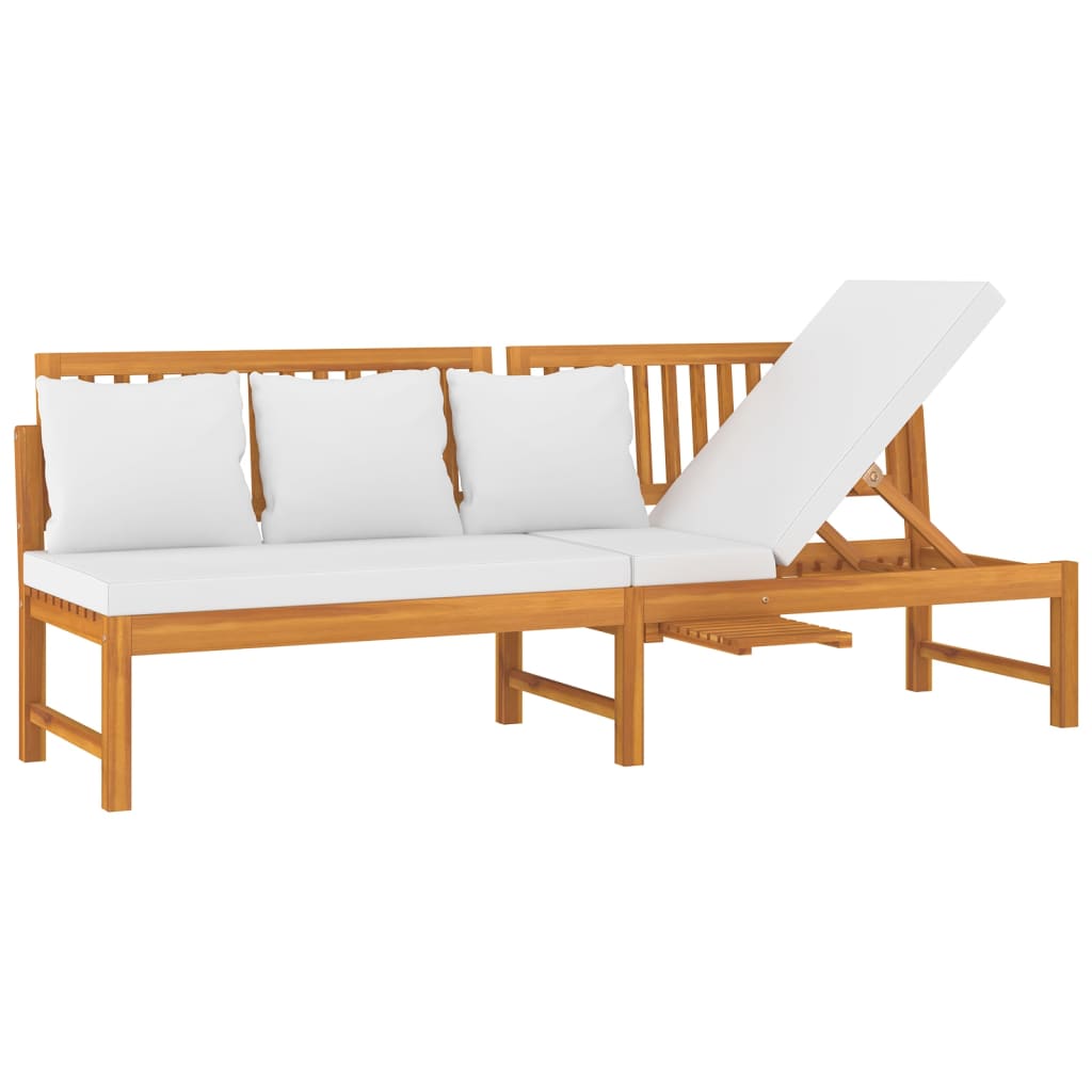 Day Bed With Cushion 200X60X75 Cm Solid Wood Acacia