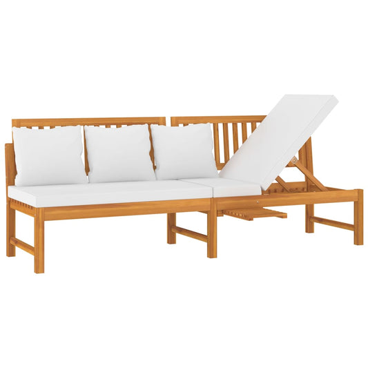 Day Bed With Cushion 200X60X75 Cm Solid Wood Acacia