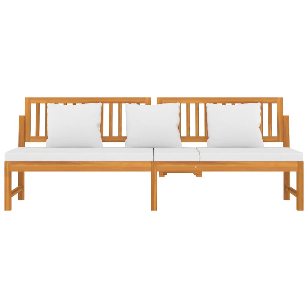 Day Bed With Cushion 200X60X75 Cm Solid Wood Acacia