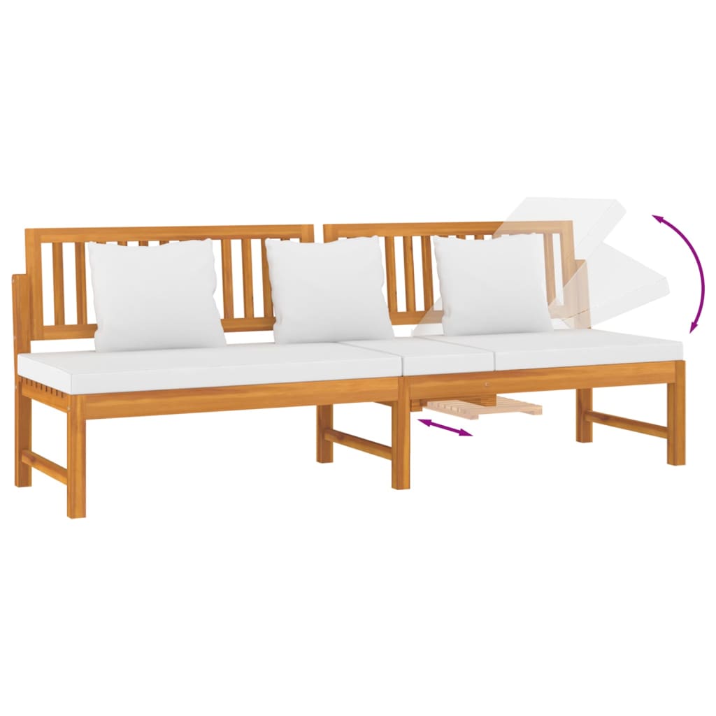 Day Bed With Cushion 200X60X75 Cm Solid Wood Acacia