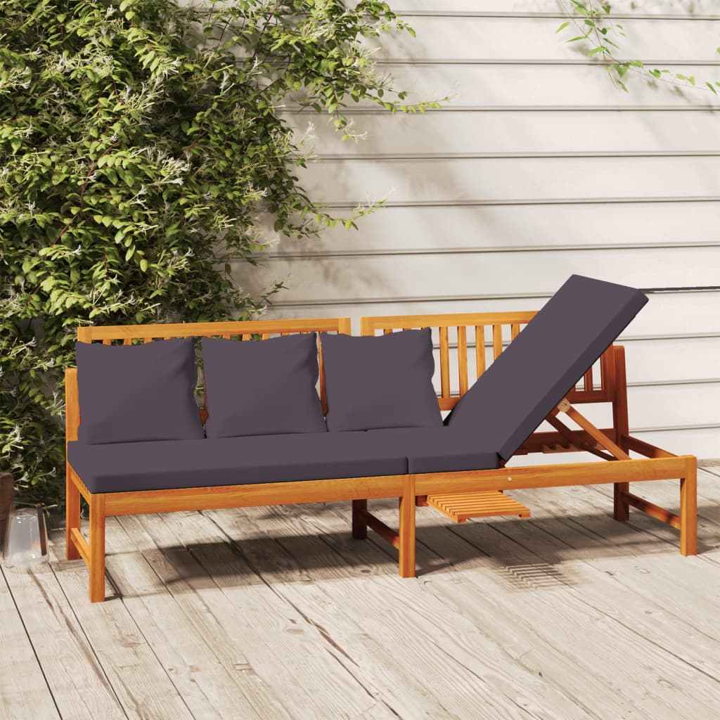 Day Bed With Cushion 200X60X75 Cm Solid Wood Acacia