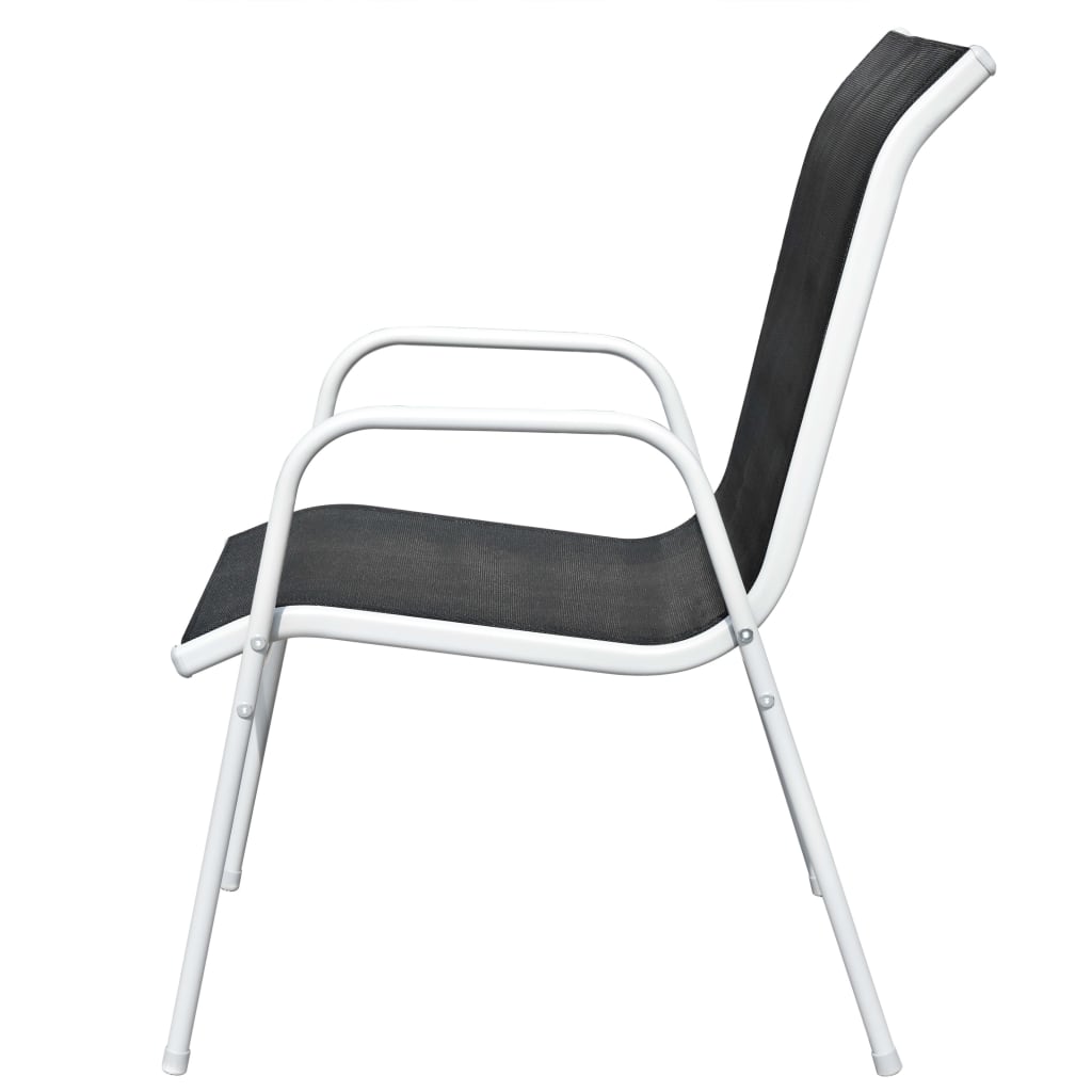 Stackable Garden Chairs 2 Pcs Steel And Textilene Black