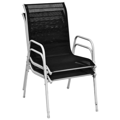 Stackable Garden Chairs 2 Pcs Steel And Textilene Black