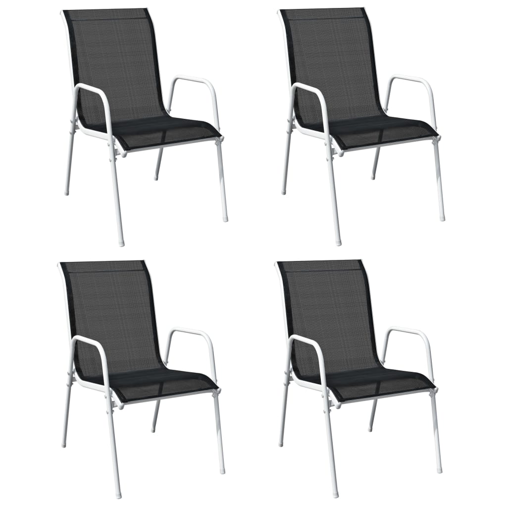 Stackable Garden Chairs 2 Pcs Steel And Textilene Black