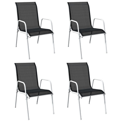 Stackable Garden Chairs 2 Pcs Steel And Textilene Black