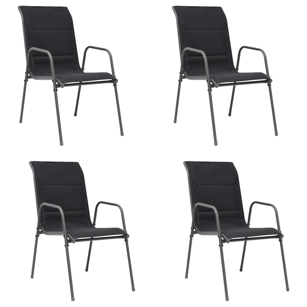 Stackable Garden Chairs 2 Pcs Steel And Textilene Black