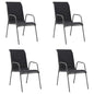 Stackable Garden Chairs 2 Pcs Steel And Textilene Black