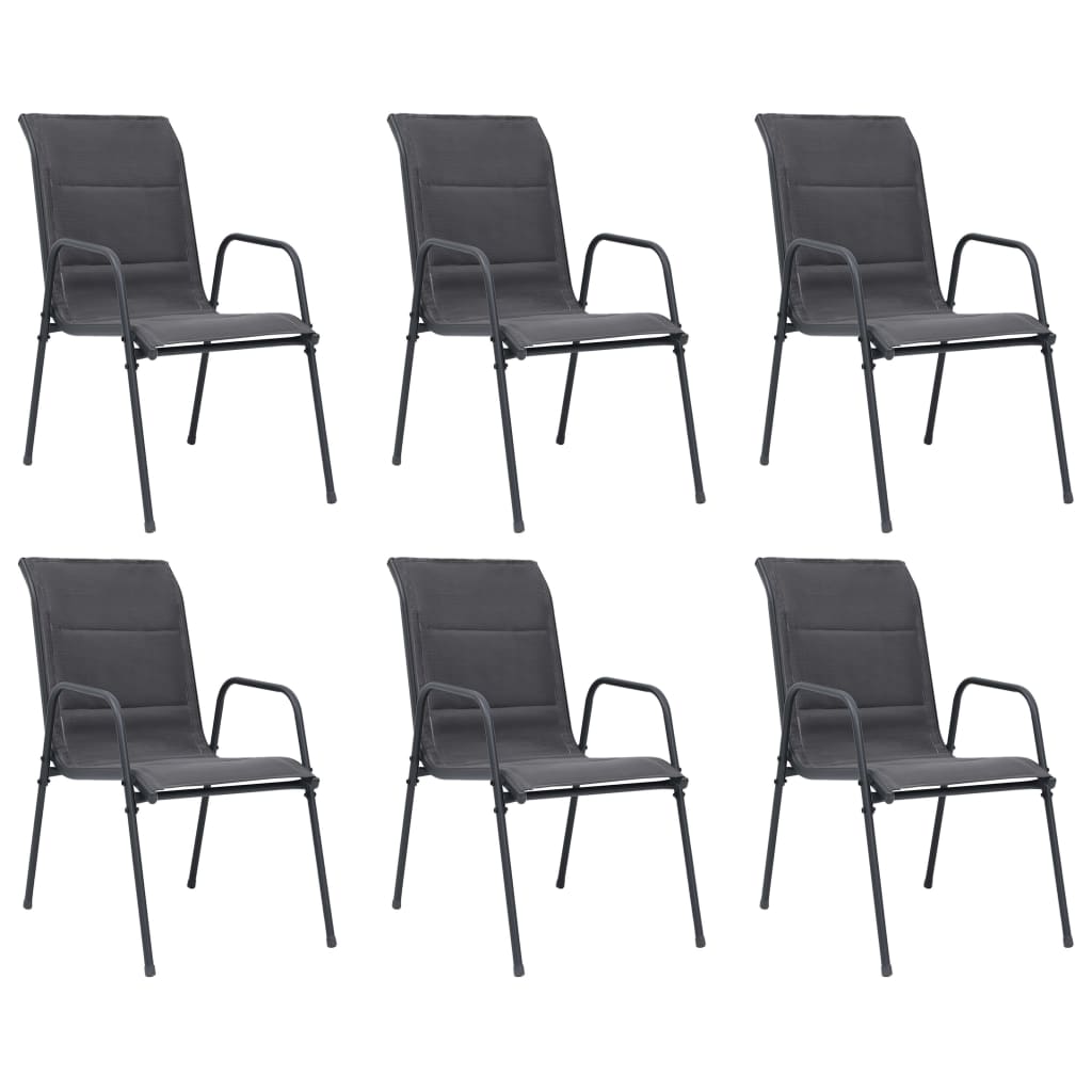 Stackable Garden Chairs 6 Pcs Steel And Textilene Anthracite