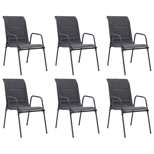 Stackable Garden Chairs 6 Pcs Steel And Textilene Anthracite