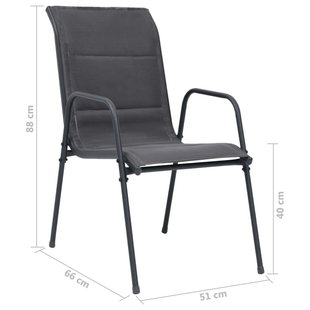 Stackable Garden Chairs 6 Pcs Steel And Textilene Anthracite