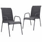 Stackable Garden Chairs 6 Pcs Steel And Textilene Anthracite