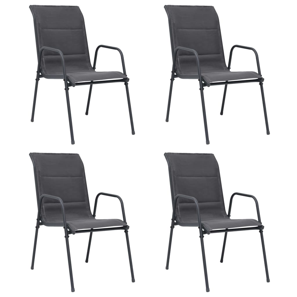 Stackable Garden Chairs 6 Pcs Steel And Textilene Anthracite
