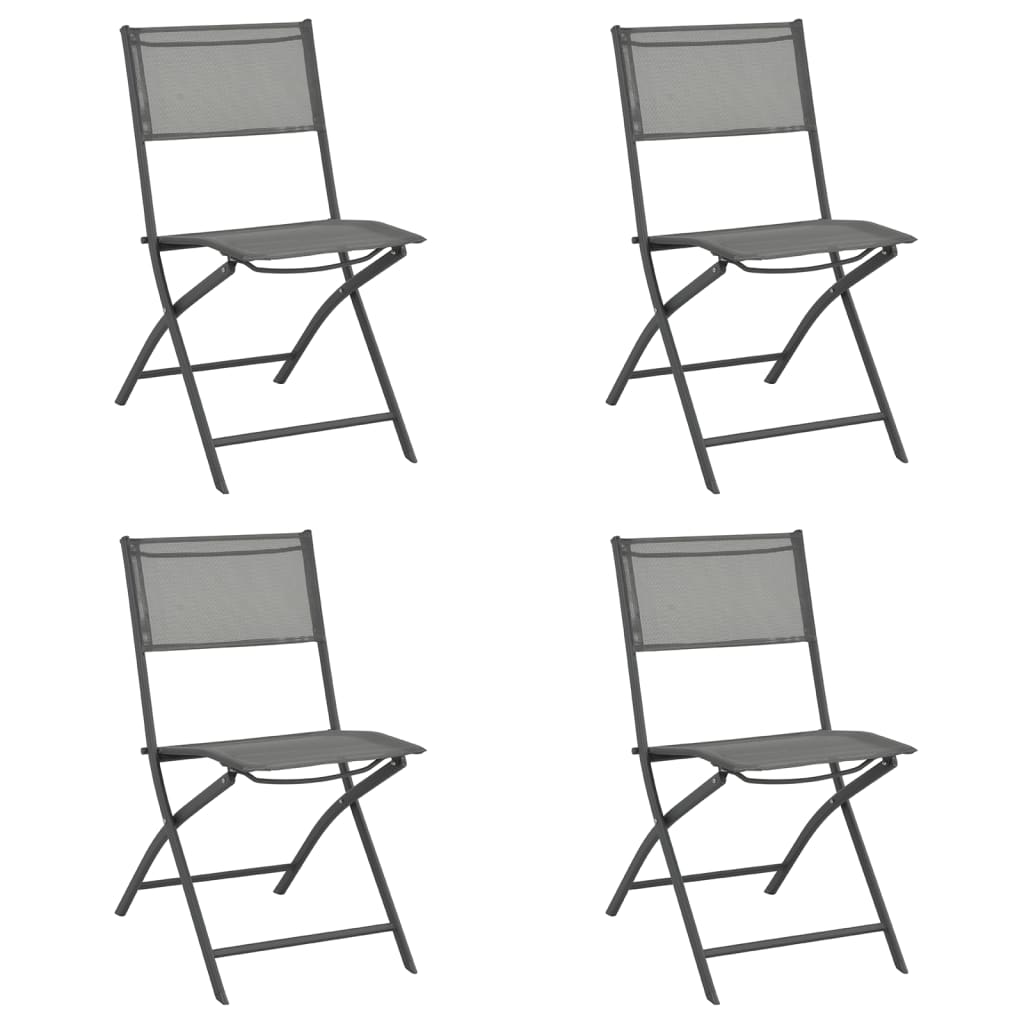 Folding Outdoor Chairs 4 Pcs Steel And Textilene