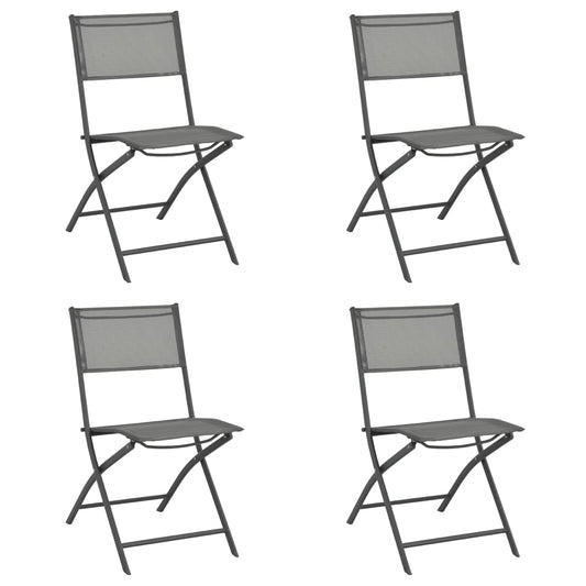 Folding Outdoor Chairs 4 Pcs Steel And Textilene