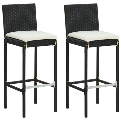 Garden Bar Stools With Cushions 2 Pcs Poly Rattan