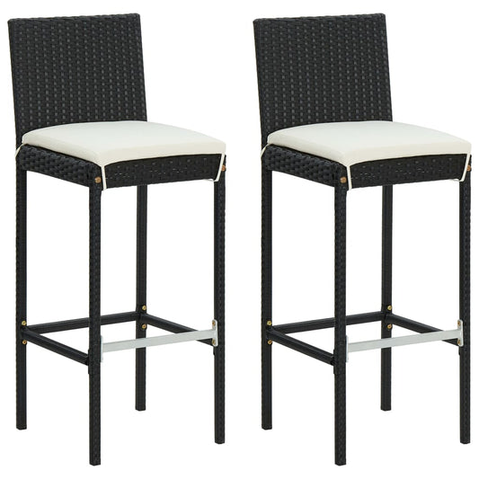 Garden Bar Stools With Cushions 2 Pcs Poly Rattan