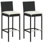 Garden Bar Stools With Cushions 2 Pcs Poly Rattan