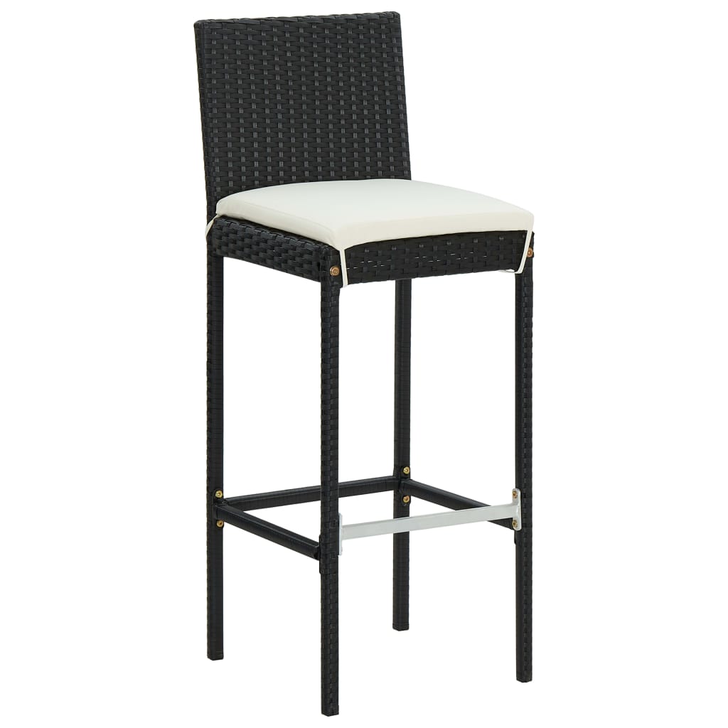 Garden Bar Stools With Cushions 2 Pcs Poly Rattan