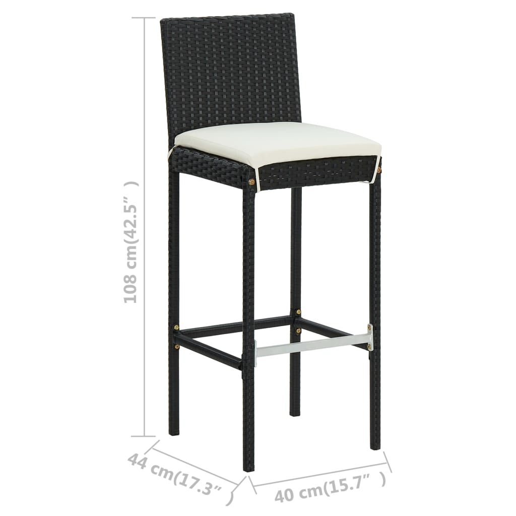 Garden Bar Stools With Cushions 2 Pcs Poly Rattan