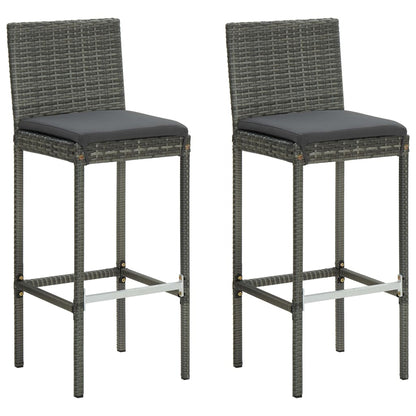 Garden Bar Stools With Cushions 2 Pcs Poly Rattan