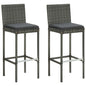 Garden Bar Stools With Cushions 2 Pcs Poly Rattan