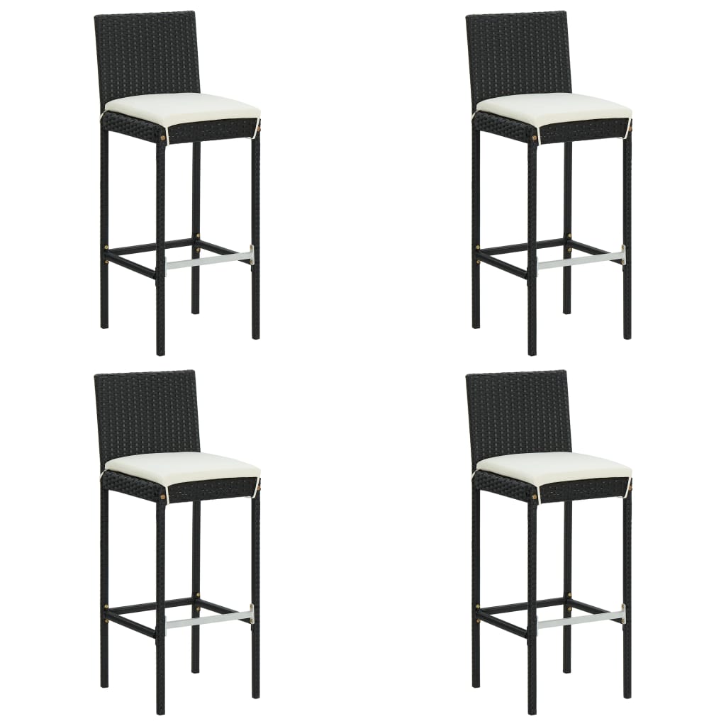 Garden Bar Stools With Cushions 2 Pcs Poly Rattan