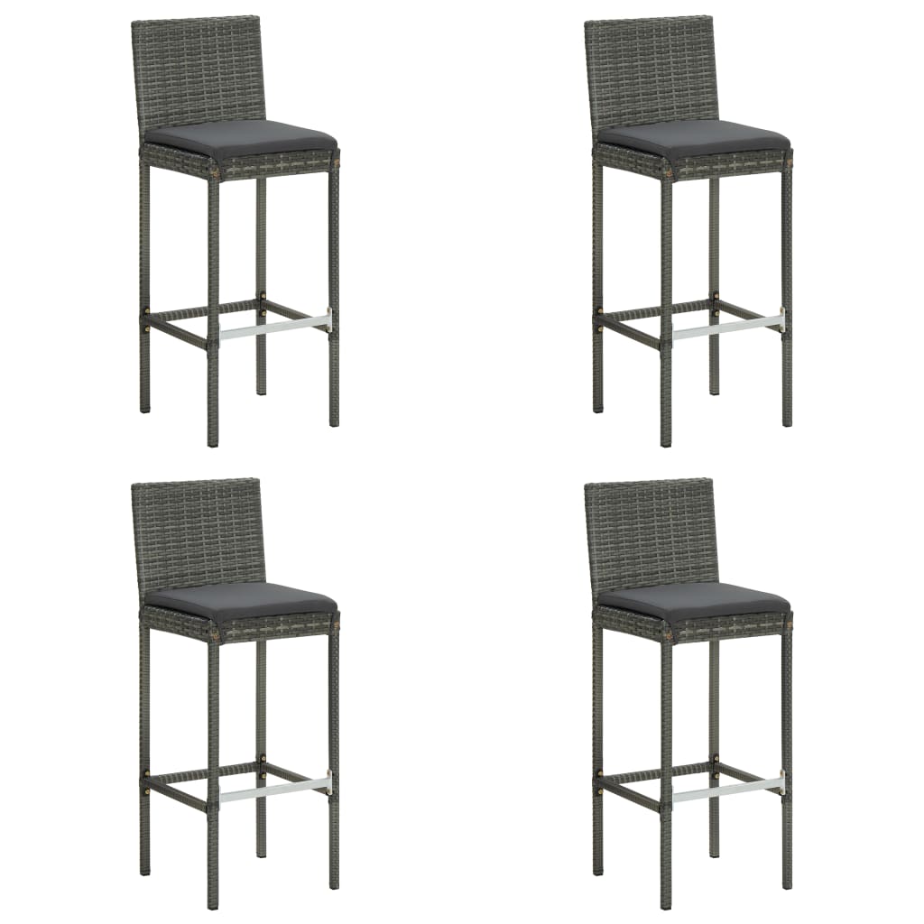 Garden Bar Stools With Cushions 2 Pcs Poly Rattan