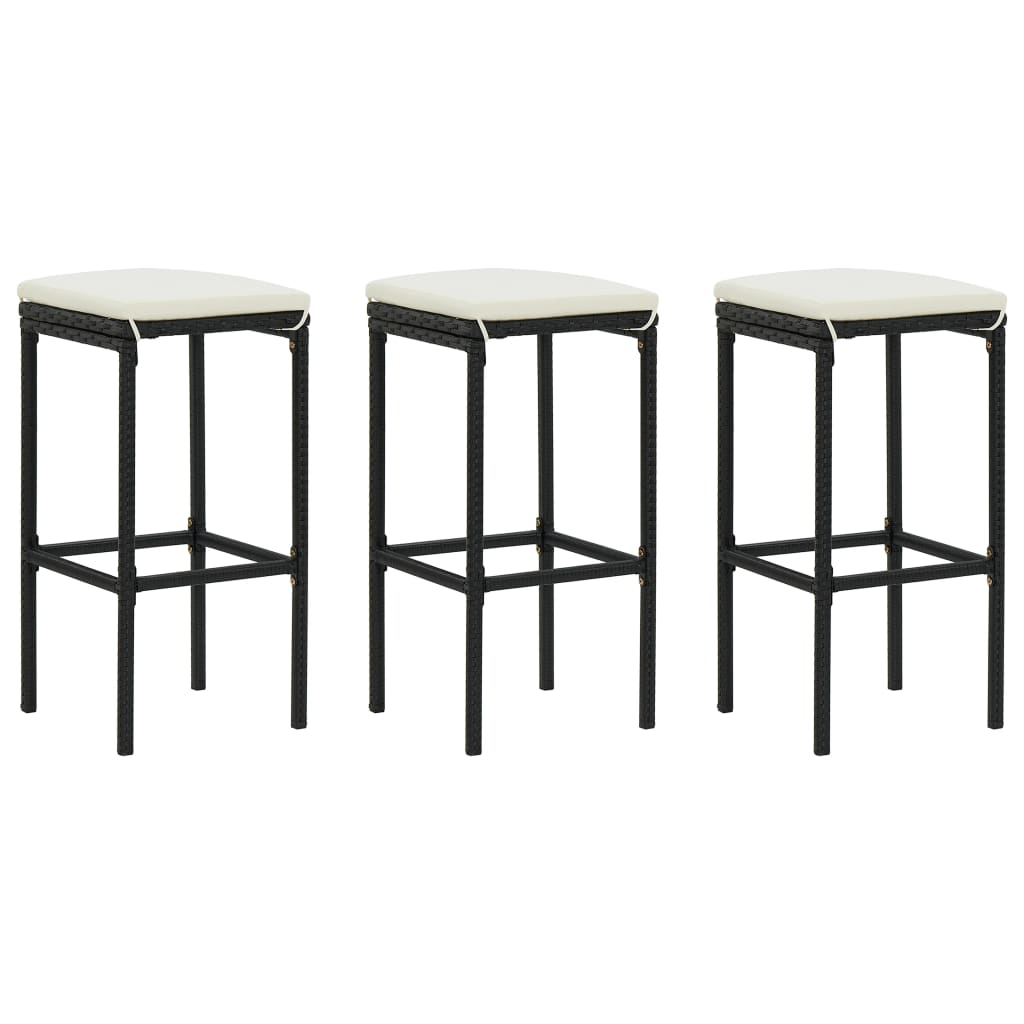 Bar Stools With Cushions 4 Pcs Poly Rattan
