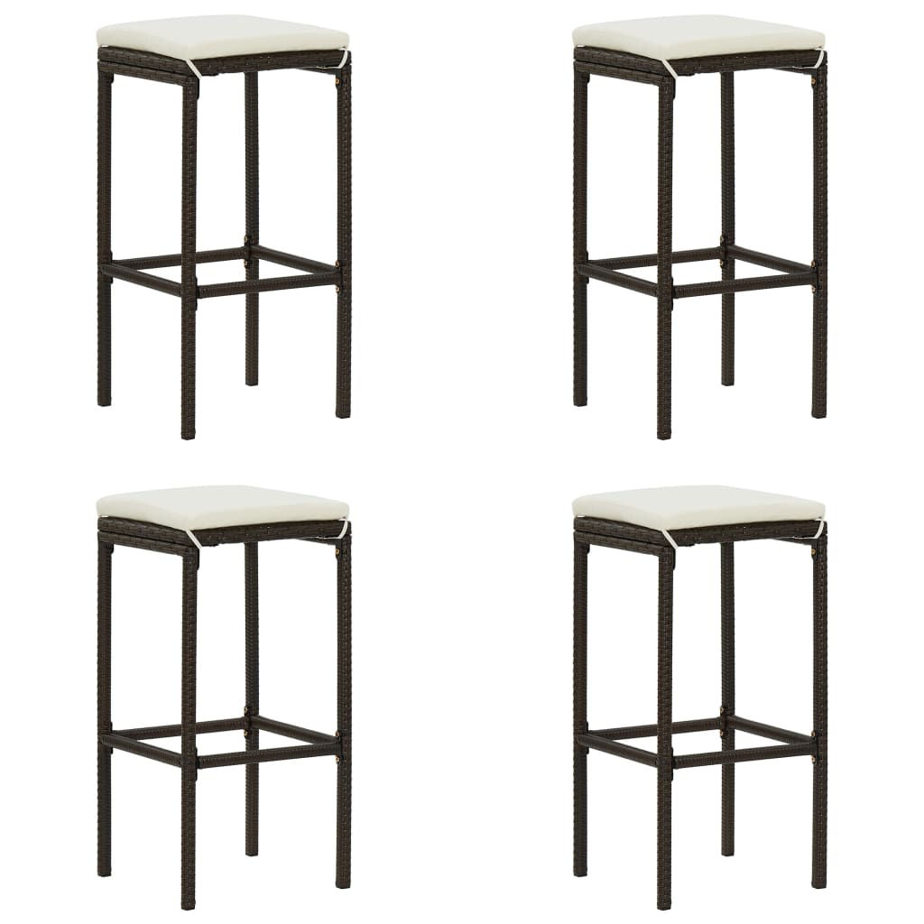 Bar Stools With Cushions 4 Pcs Poly Rattan