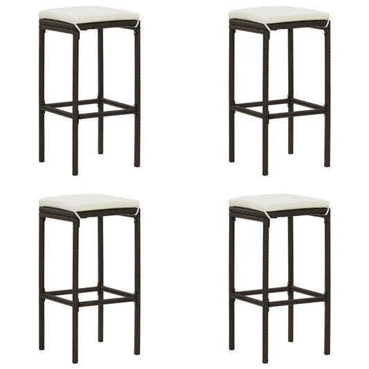 Bar Stools With Cushions 4 Pcs Poly Rattan