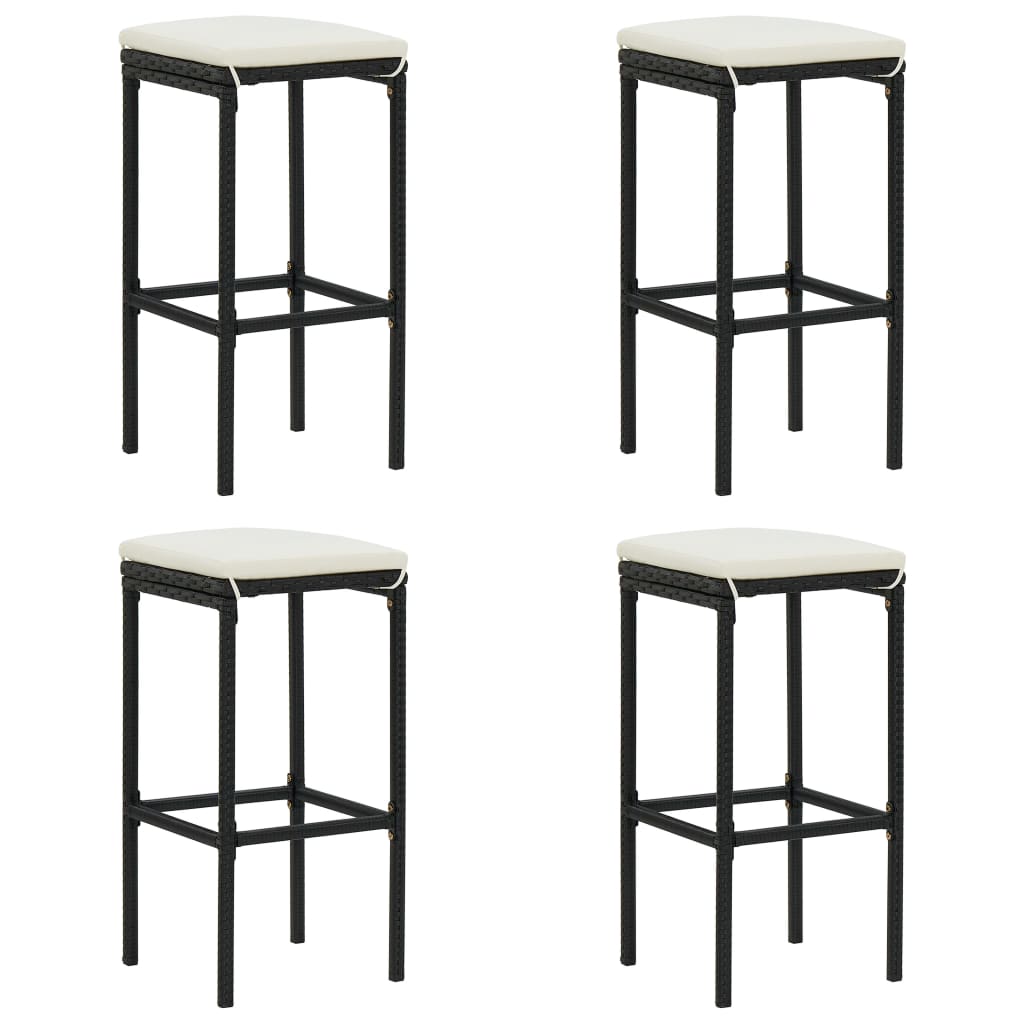 Bar Stools With Cushions 4 Pcs Poly Rattan