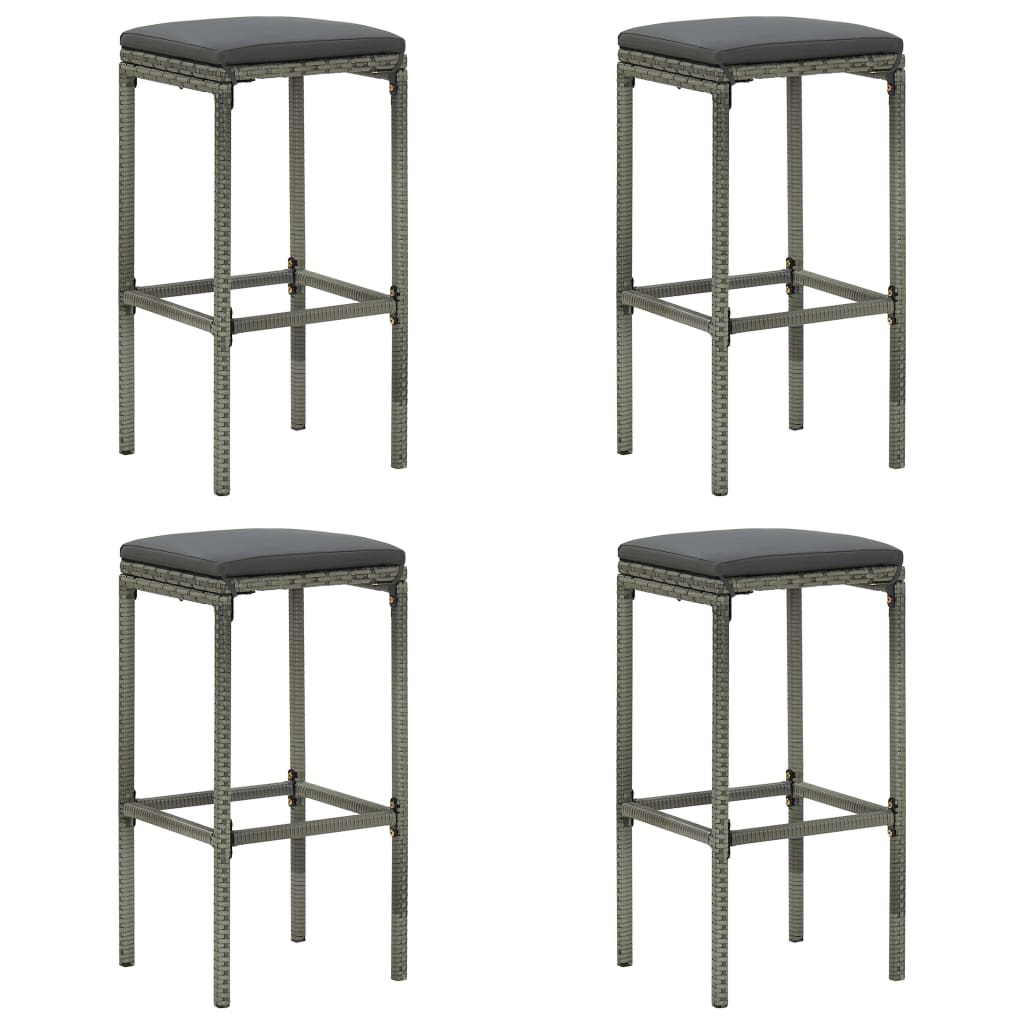Bar Stools With Cushions 4 Pcs Poly Rattan