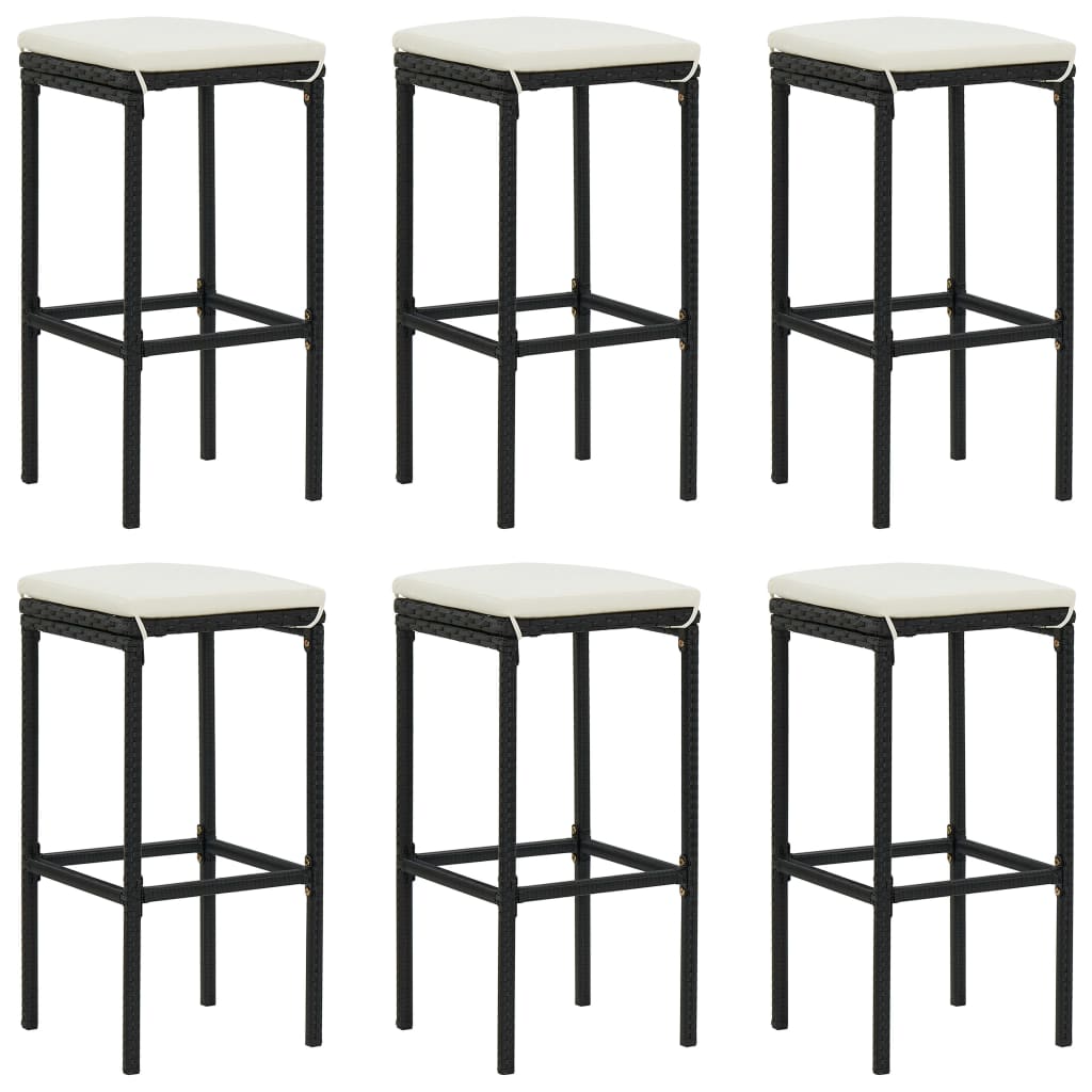 Bar Stools With Cushions 4 Pcs Poly Rattan