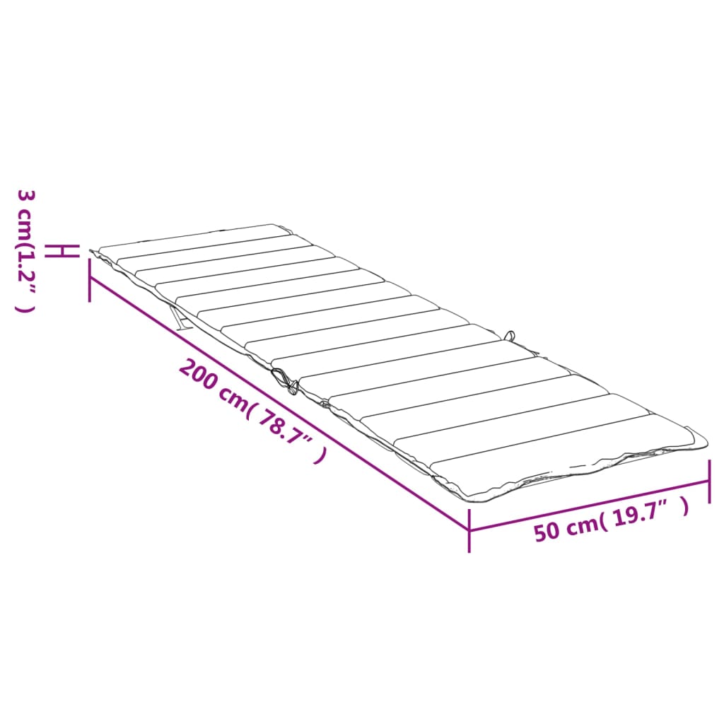 Sun Lounger Cushion 200X50X3Cm Oxford Fabric