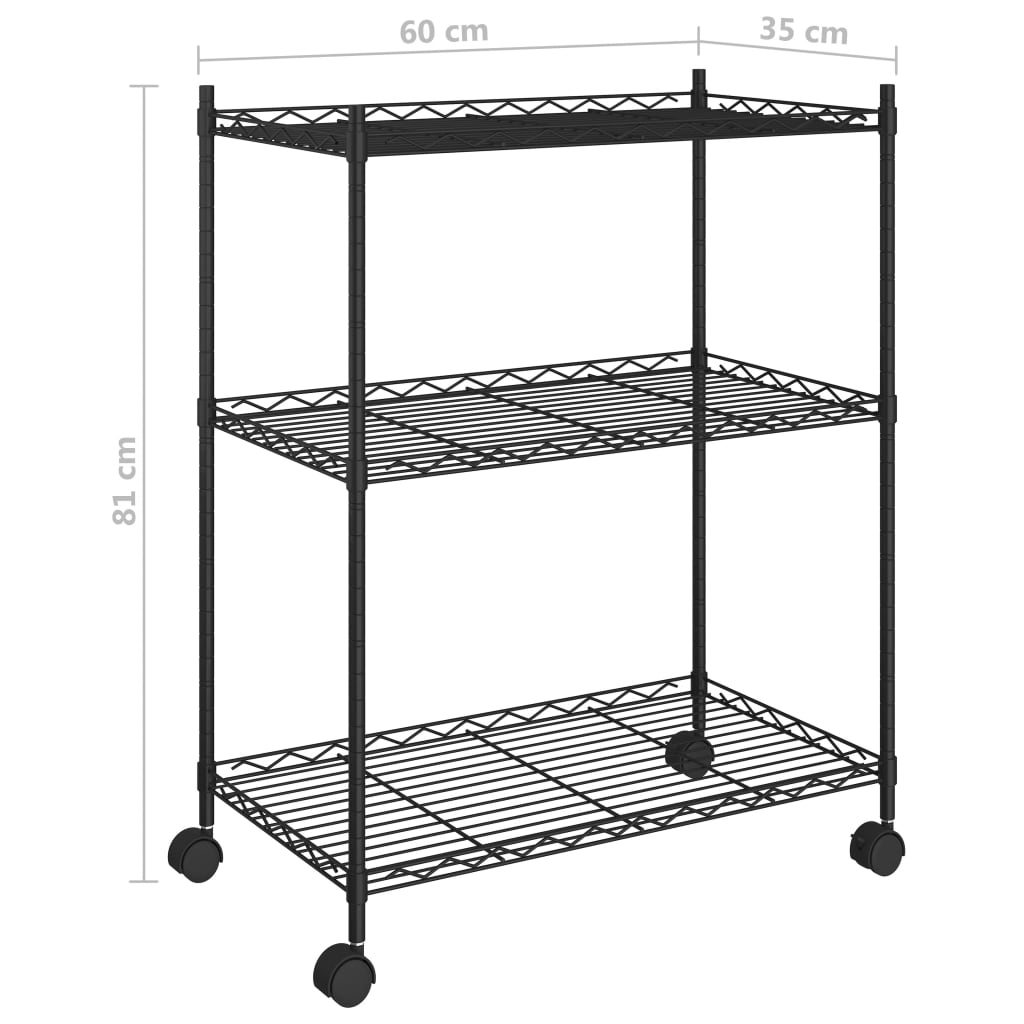 3-Tier Storage Rack With Wheels 150 Kg