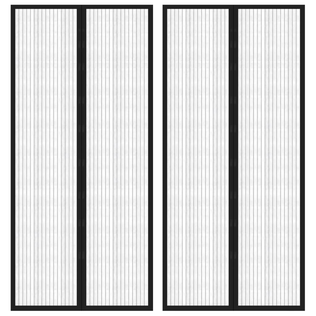 Insect Door Curtain 2 Pcs Magnet Black