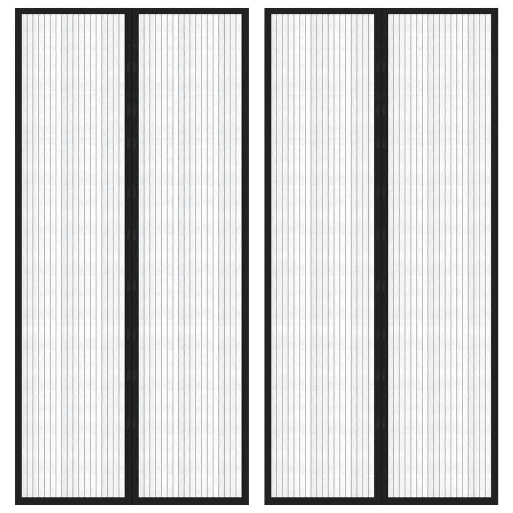 Insect Door Curtain 2 Pcs Magnet Black