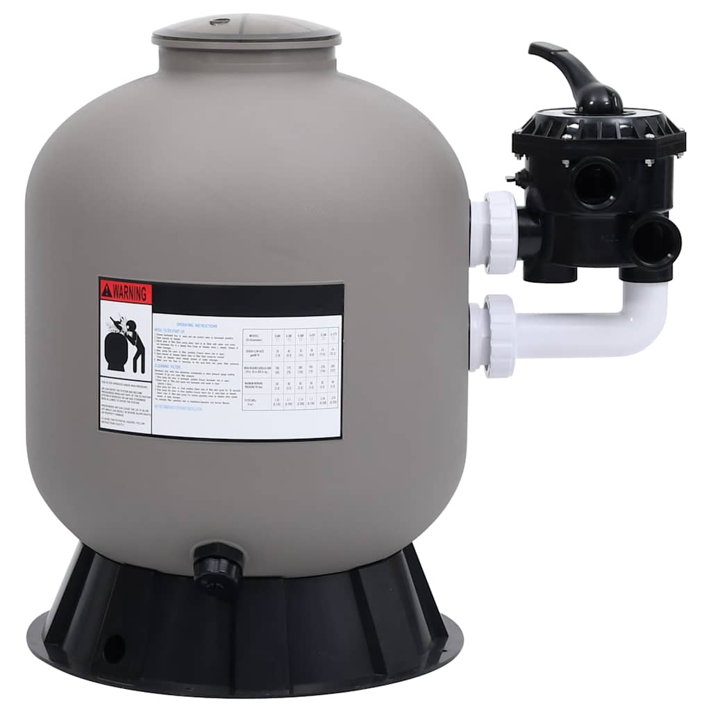 Pool Sand Filter With Side Mount 6-Way Valve Grey